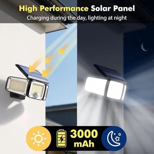 Orbecco Solar Motion Lights 288 LED 3000lm 3 Color Temps | IP65 Waterproof Outdoor Wall Mount thumbnail 4