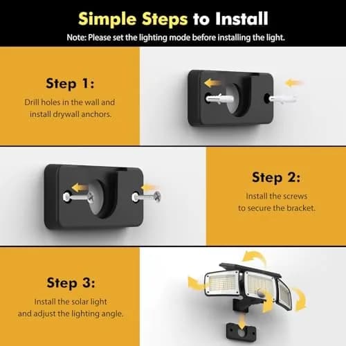 Orbecco Solar Motion Lights 288 LED 3000lm 3 Color Temps | IP65 Waterproof Outdoor Wall Mount thumbnail 7