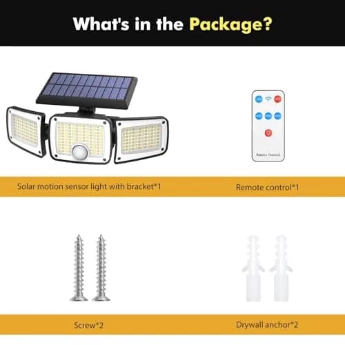 Orbecco Solar Motion Lights 288 LED 3000lm 3 Color Temps | IP65 Waterproof Outdoor Wall Mount thumbnail 8
