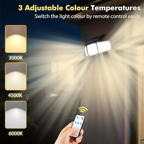 Orbecco Solar Motion Lights 288 LED 3000lm 3 Color Temps | IP65 Waterproof Outdoor Wall Mount thumbnail 2