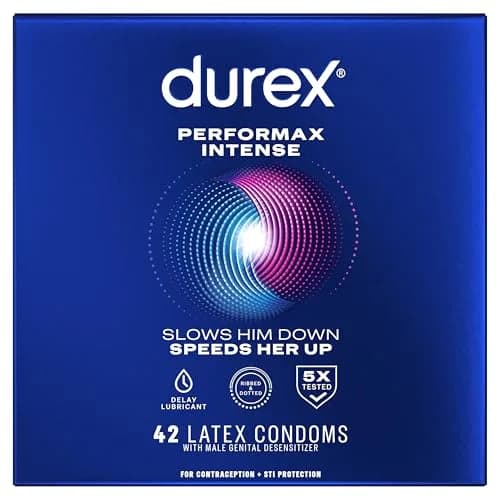 Durex Performax Intense Ribbed Latex Condoms for Men, 42 Count (42 Count) thumbnail 1