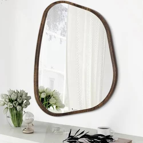 HLFMVWE Asymmetrical Accent Mirror 16"x12" | Irregular Oval Wall Decor for Bedroom & Living Room thumbnail 1