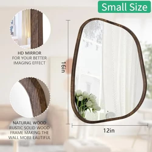 HLFMVWE Asymmetrical Accent Mirror 16"x12" | Irregular Oval Wall Decor for Bedroom & Living Room thumbnail 7