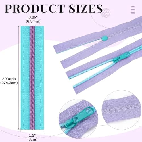 Solsew Nylon Zipper Roll, Rainbow Colors, 36 Yards | Easy Cut & Smooth Sliding thumbnail 2