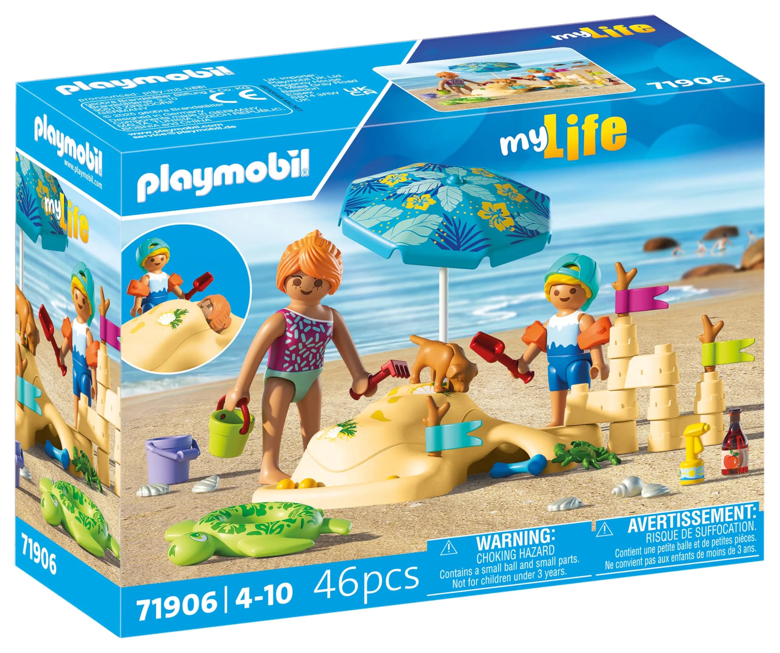 Playmobil Family Fun at the Beach | Imaginative Sandcastle & Waterway Playset for Kids 4-10