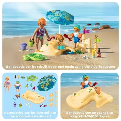Playmobil Family Fun at the Beach | Imaginative Sandcastle & Waterway Playset for Kids 4-10 thumbnail 4