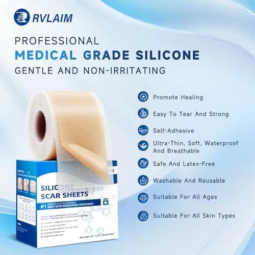 Rvlaim Silicone Scar Sheets, Silicone Scar Tape 1.5M | Clinically Proven Scar Treatment for All Skin Types thumbnail 2