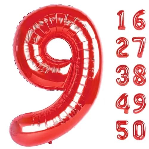 Kelfuoya Red Number 9 Balloon 40 Inch | Jumbo Helium Mylar Foil Digital Balloon for Birthday Party Decorations thumbnail 1