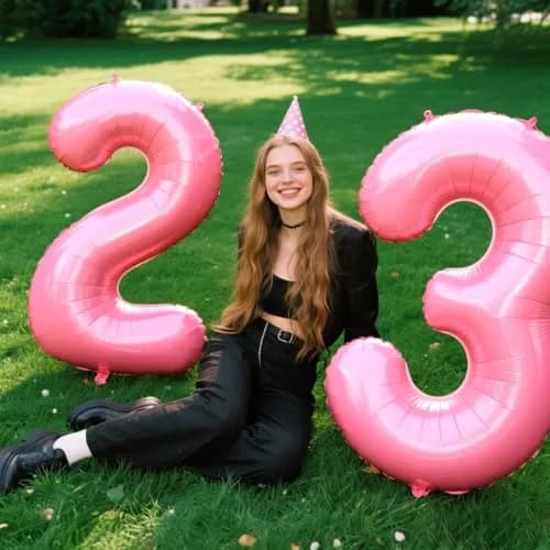 Kelfuoya Pink Number 3 Balloon 40 Inch | Reusable Foil Digital Helium Balloon thumbnail 3