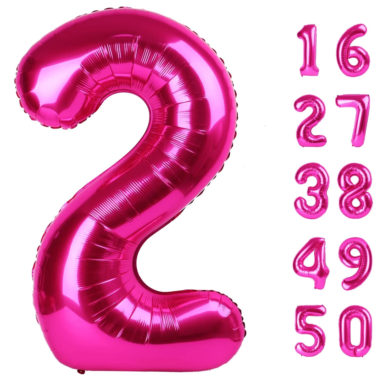 Kelfuoya Red Number 9 Balloon 40 Inch | Jumbo Helium Mylar Foil Digital Balloon for Birthday Party Decorations — Rose Red / Number 2