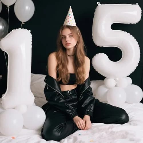 Kelfuoya White Number 5 Balloon 40 Inch | Mylar Foil Digital Helium Balloon for Parties thumbnail 3