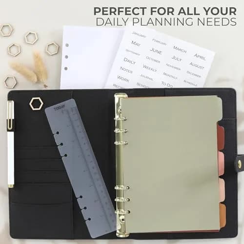 ZICOTO Aesthetic A5 Binder with 6 Golden Rings | Refillable Organizer for Notes & Cards thumbnail 4
