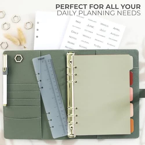 ZICOTO A5 Ring Binder with 6 Golden Rings | Refillable Organizer with Pockets thumbnail 4