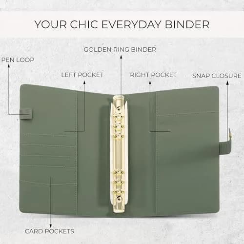 ZICOTO A5 Ring Binder with 6 Golden Rings | Refillable Organizer with Pockets thumbnail 5