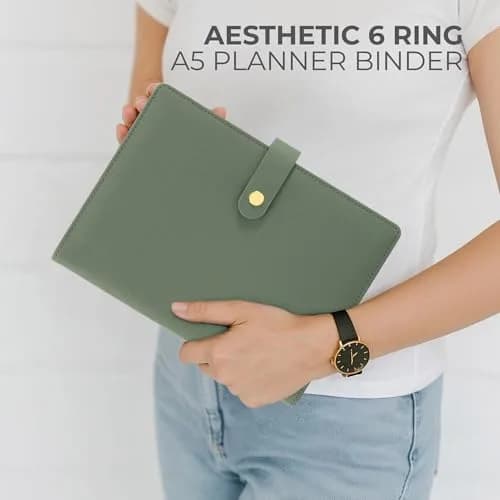 ZICOTO A5 Ring Binder with 6 Golden Rings | Refillable Organizer with Pockets thumbnail 3