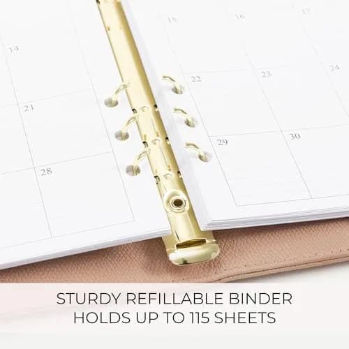 ZICOTO Aesthetic A5 Binder with 6 Golden Rings | Refillable Organizer with Pockets thumbnail 6