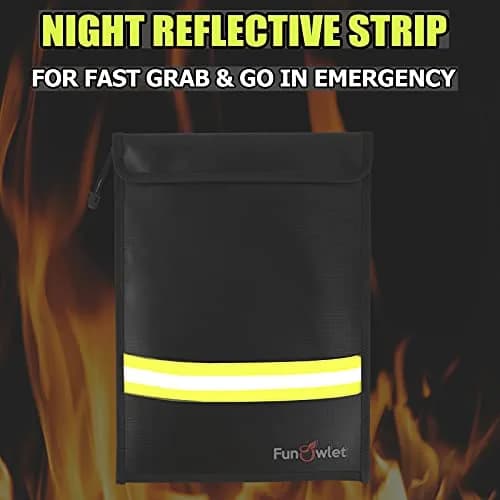 FunOwlet Fireproof Waterproof Money Document Bag, 15" x 11" | Fire & Water Resistant Organizer thumbnail 4