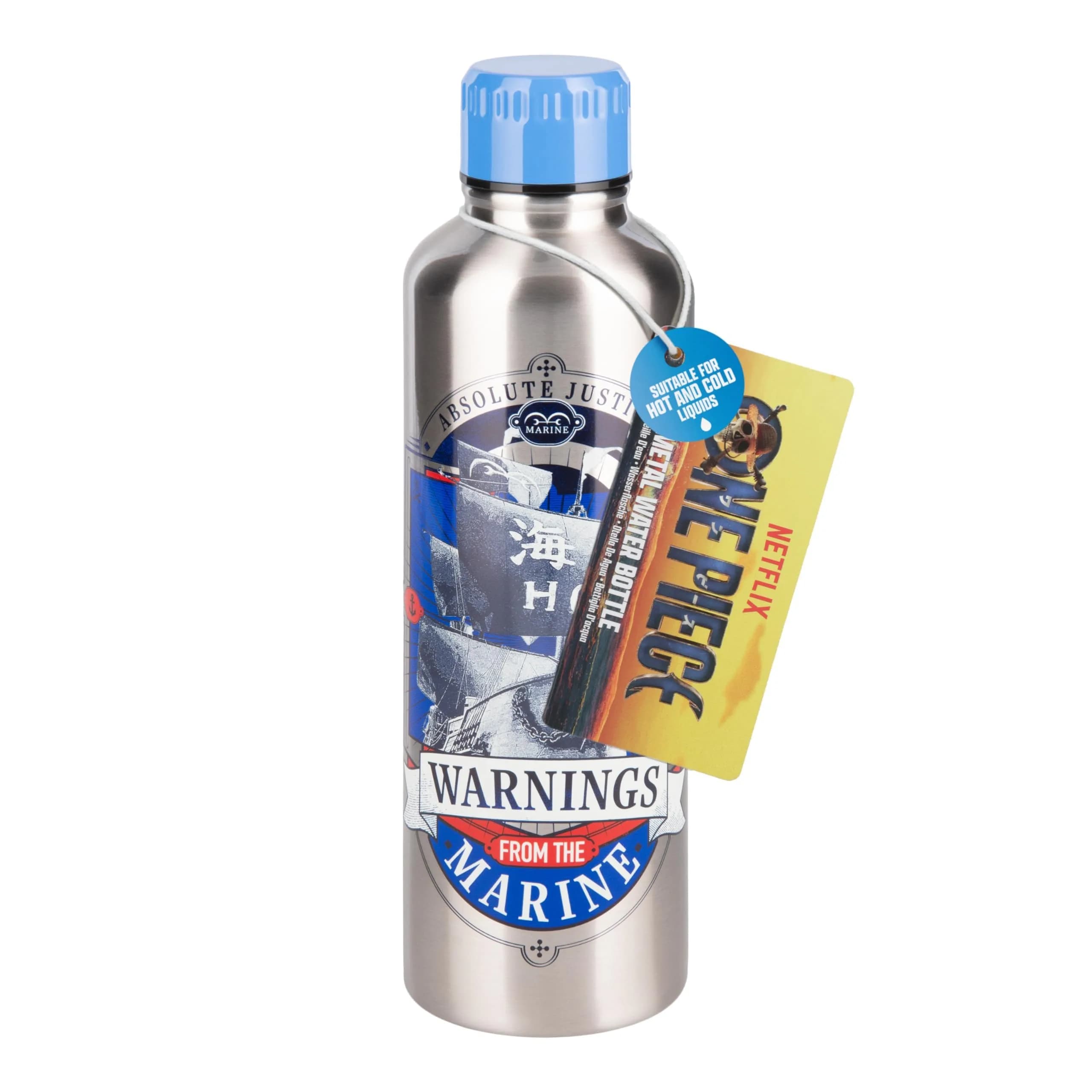 Paladone One Piece Marines Stainless Steel Water Bottle 500ml (16.9 fl oz) | Officially Licensed Anime Merchandise — Multicolor