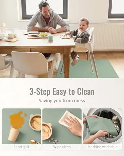 Blissful Diary Baby Splat Mat 128cm x 128cm (50.4 x 50.4 Inch) | Waterproof Floor Protector for High Chairs & Playtime thumbnail 5
