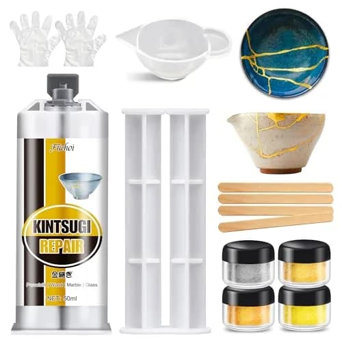 Fuchoi Kintsugi Repair Kit Gold & Silver | Food Safe Ceramic Glue for Broken Pottery, 50ml thumbnail 1