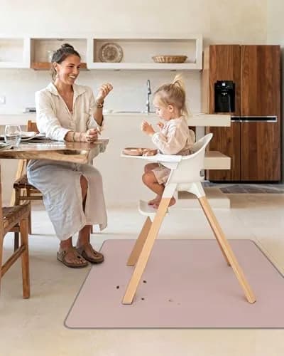 Blissful Diary Baby Splat Mat Blush Pink 128cm x 128cm (50.4 x 50.4 Inch) | Wipeable & Waterproof Floor Protector thumbnail 4
