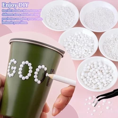 TINKRSTUFF White 25000pcs Resin Rhinestones Mixed Sizes (2-6mm) | Crafting & Nail Art Gems with Glue thumbnail 3
