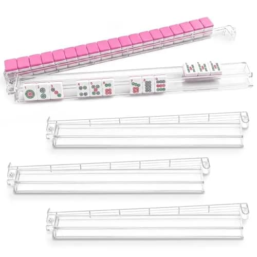 CAYOULR Clear Acrylic Mahjong Racks with Pushers Set of 4 | ASTM-Tested for Home Use thumbnail 1