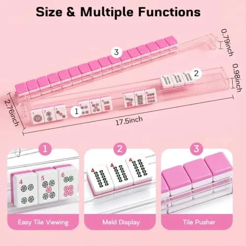 CAYOULR Clear Acrylic Mahjong Racks with Pushers Set of 4 | ASTM-Tested for Home Use thumbnail 4