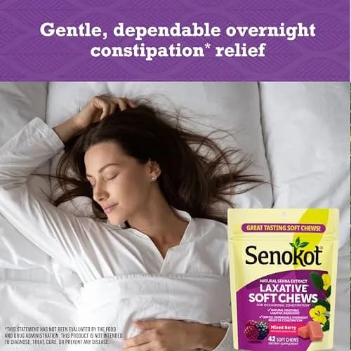 Senokot Laxative Soft Chews, Mixed Berry 42 Chews | Gentle Overnight Relief for Occasional Constipation thumbnail 3