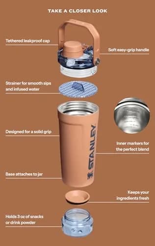 STANLEY Vitalize Shaker Bottle 20 oz (591 mL) Chalk | Insulated Leakproof Hydration thumbnail 3