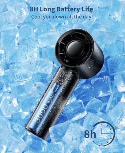 coldSky Portable Handheld Turbo Fan, 4000mAh Rechargeable, 5 Speeds, Digital Display, Small Cooling Fan for Women Outdoor Travel thumbnail 7