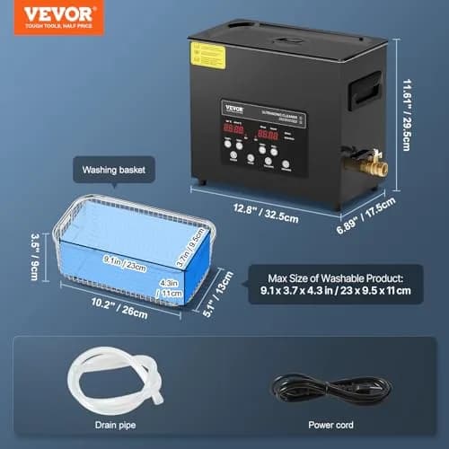 VEVOR 6L Ultrasonic Cleaner 27.2 L (6 L) | Industrial Ultrasound Cleaner with Heater & Timer thumbnail 7