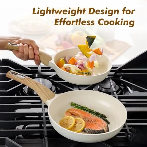 SENSARTE 8-inch Ceramic Nonstick Frying Pan Paella Pan, White | Induction Compatible Healthy Skillet thumbnail 5