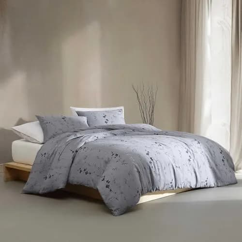 Calvin Klein Soft Queen Duvet Cover Set with Shams | 300TC Cotton Sateen, Floral Pattern, Button Closure (Queen, 88x92 in) thumbnail 2