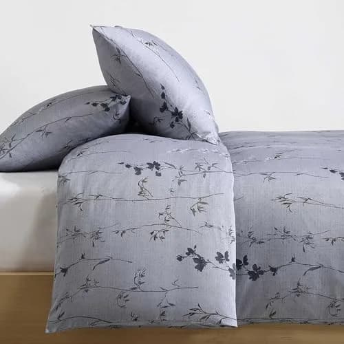 Calvin Klein Soft Queen Duvet Cover Set with Shams | 300TC Cotton Sateen, Floral Pattern, Button Closure (Queen, 88x92 in) thumbnail 4