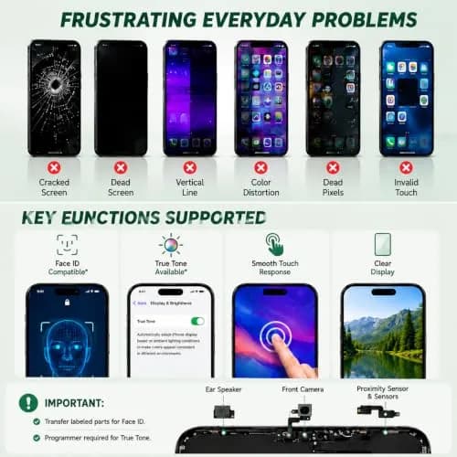 LMQ Screen Replacement for iPhone 14 Pro Max 6.7'' LCD | Full Kit with Repair Tools thumbnail 7