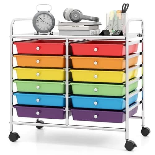 CLEEMAN Storage Drawer Cart 12-Drawer Metal Frame | Multipurpose Mobile Trolley with 12 Removable Drawers thumbnail 1