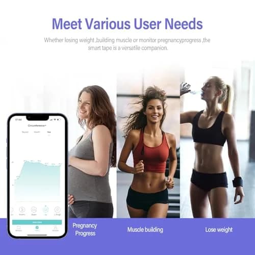HAIZHIHUI Body Tape Measure Bluetooth Digital with LED, Type-C, 150cm/60in, Purple thumbnail 6