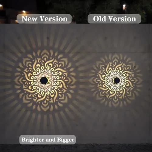 gardencave Large Solar Fence Lights Metal Mandala Pattern Waterproof 4 Pack | Outdoor Wall & Deck Decor thumbnail 2