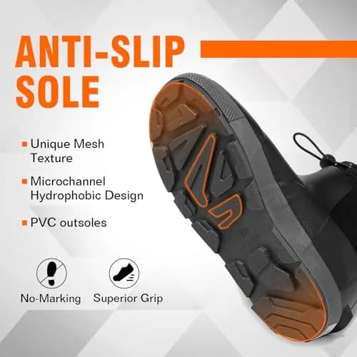 CKWLXQY Men's Deck Boots Waterproof Ankle Rain Boots for Fishing & Boating | Slip-On, Ankle-High, Polyvinyl Chloride thumbnail 4