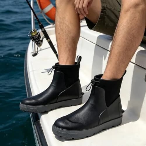 CKWLXQY Men's Deck Boots Waterproof Ankle Rain Boots for Fishing & Boating | Slip-On, Ankle-High, Polyvinyl Chloride thumbnail 2