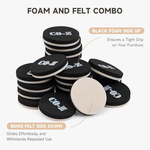 CO-Z Felt Furniture Sliders for Hardwood Floors | 24pcs 2.5" Reusable Floor Protectors thumbnail 4