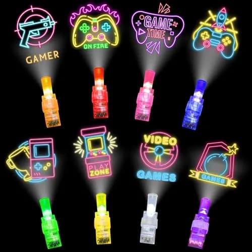 BleSky Video Game Party Favors LED Finger Lights | Glow in the Dark Toys for Kids & Teens (24 Pack, Reusable, Adjustable Straps) thumbnail 1