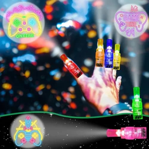 BleSky Video Game Party Favors LED Finger Lights | Glow in the Dark Toys for Kids & Teens (24 Pack, Reusable, Adjustable Straps) thumbnail 6