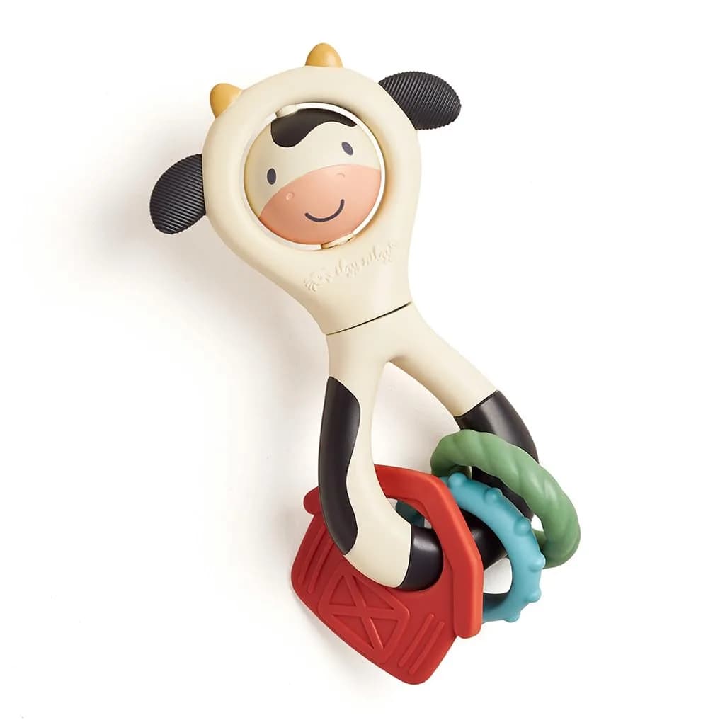 Itzy Ritzy Spinner Rattle Teether Cow | Ages 3 Months+ - main product image