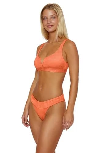 ISABELLA ROSE Maza - Women's Banded Bikini Bottom, Cheeky Coverage, Swimwear Separates for Women, Poppy, Medium | Cheeky, Mid Rise, Nylon & Spandex thumbnail 2