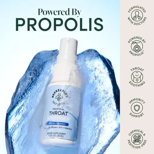 Beekeeper's Naturals Propolis Throat Soother Spray 30ml (1 Fl Oz) | Fast Relief for Sore Throats thumbnail 2