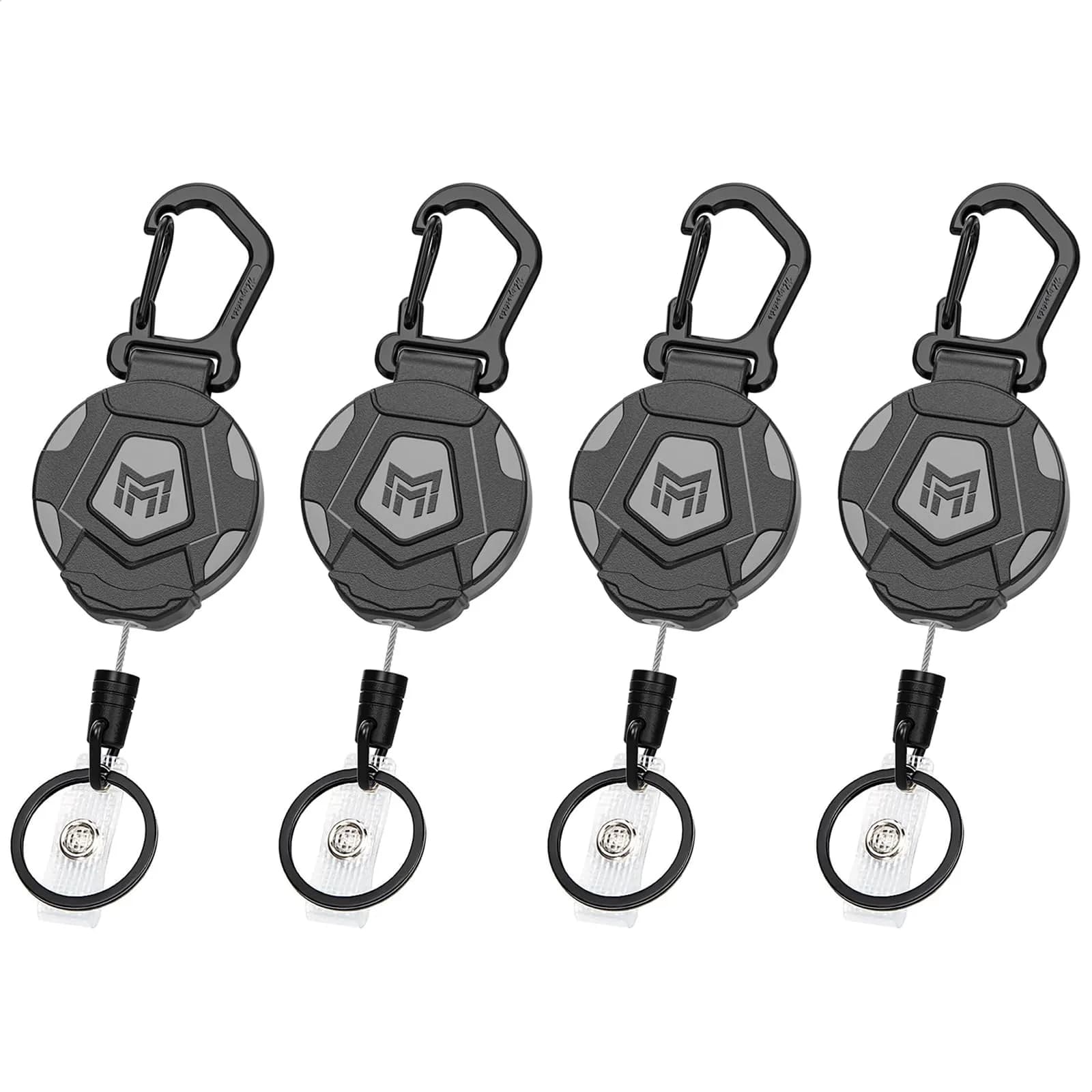 MNGARISTA Retractable Keychain 4-Pack | Heavy Duty Carabiner Badge Holder with 31.5” Steel Cord
