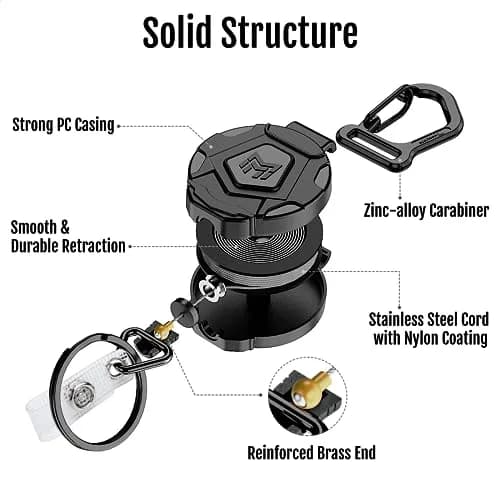 MNGARISTA Retractable Keychain 4-Pack | Heavy Duty Carabiner Badge Holder with 31.5” Steel Cord thumbnail 4