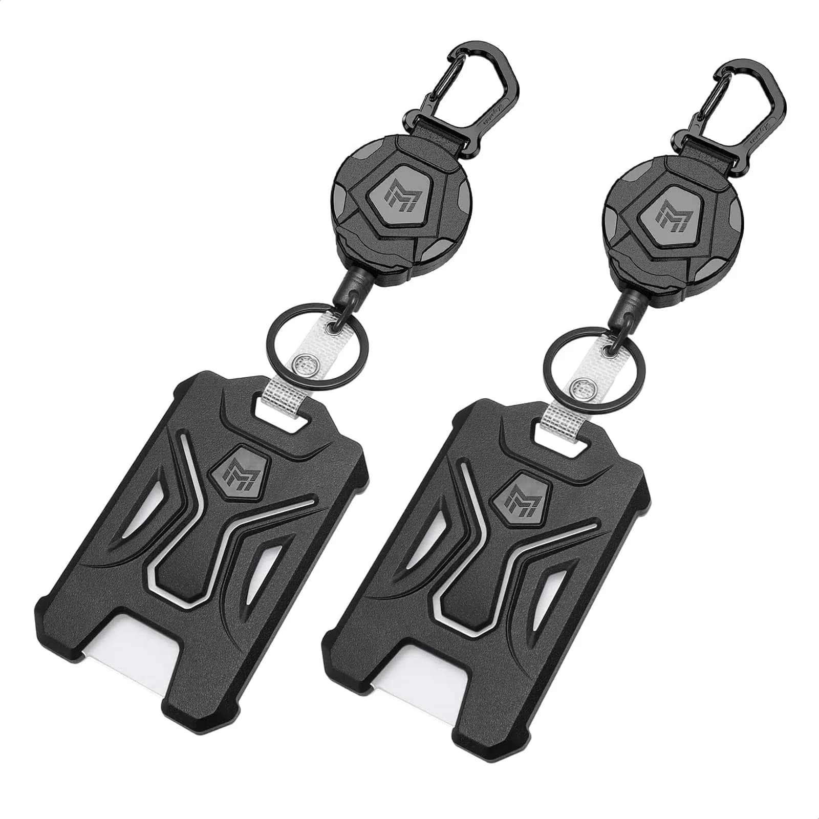 MNGARISTA Heavy Duty Retractable Badge Holder with Carabiner Clip & 31.5" Steel Wire Rope | Black — PC - 2